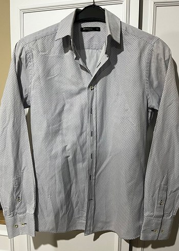 Desenli Gri Kısa Kollu Erkek Gömlek - Görsel 3