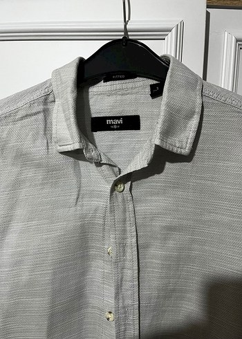 Gri Keten Erkek Gömlek, Düğmeli, Regular Fit - Görsel 2
