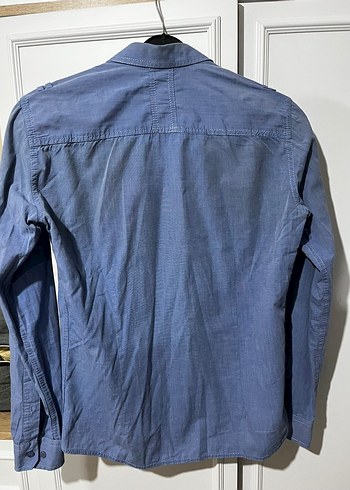 Düğmeli Mavi Denim Erkek Gömlek - Görsel 3