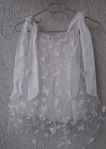 Beyaz Dantelli Kız Çocuk Bohem Elbise - Görsel 3