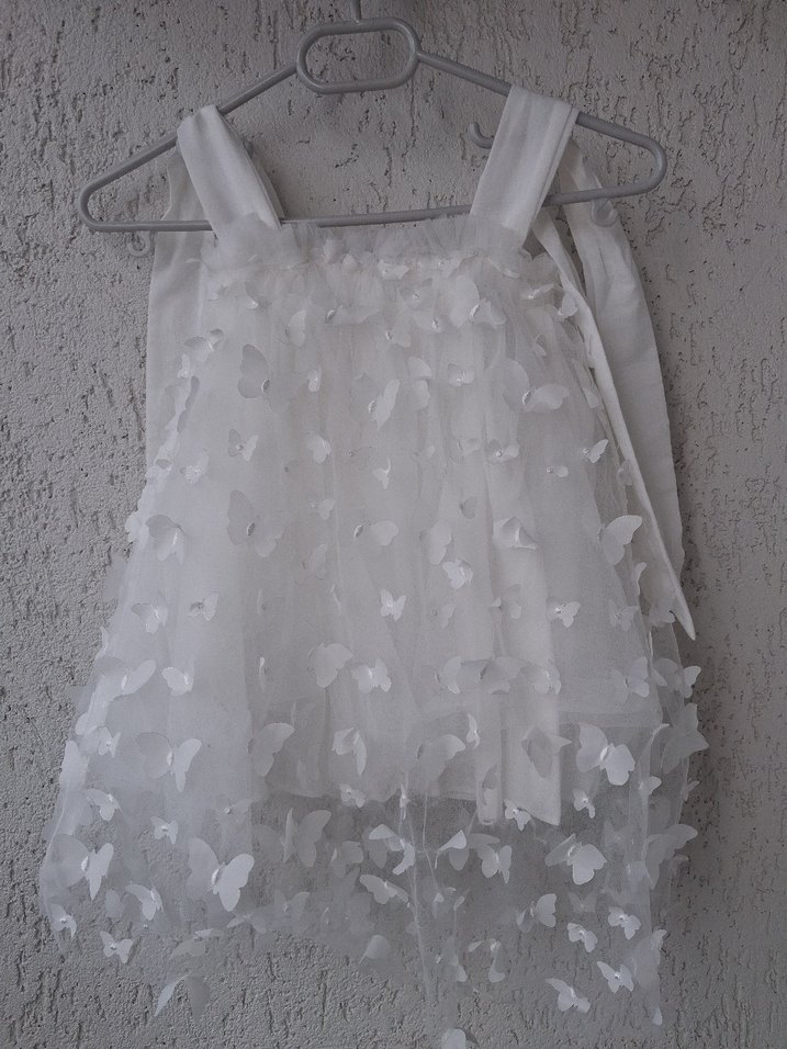 Beyaz Dantelli Kız Çocuk Bohem Elbise - Görsel 4