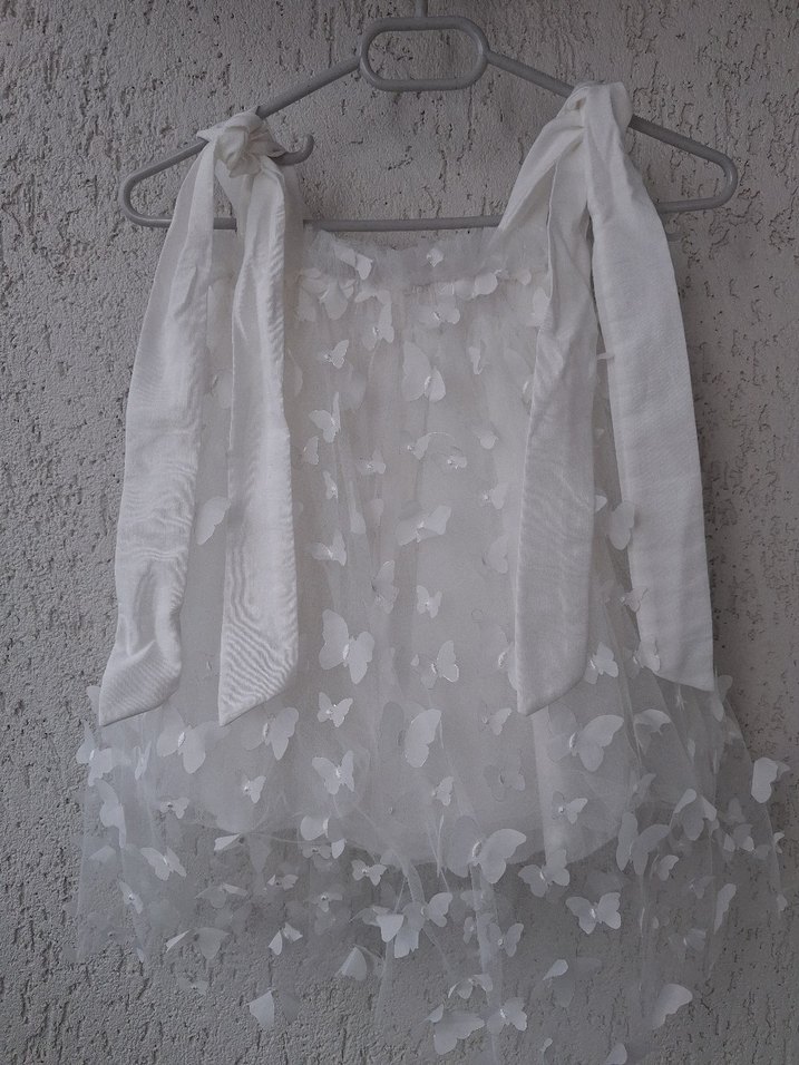 Beyaz Dantelli Kız Çocuk Bohem Elbise - Görsel 3