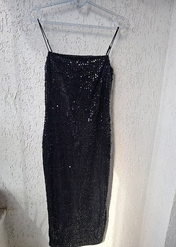 Siyah Payetli Uzun Abiye Elbise - Görsel 5