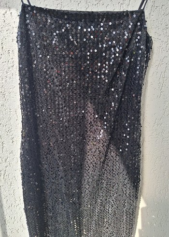 Siyah Payetli Uzun Abiye Elbise - Görsel 2