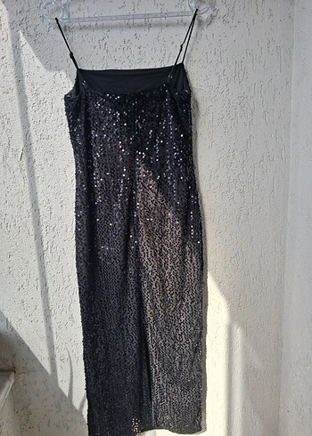Siyah Payetli Uzun Abiye Elbise - Görsel 3