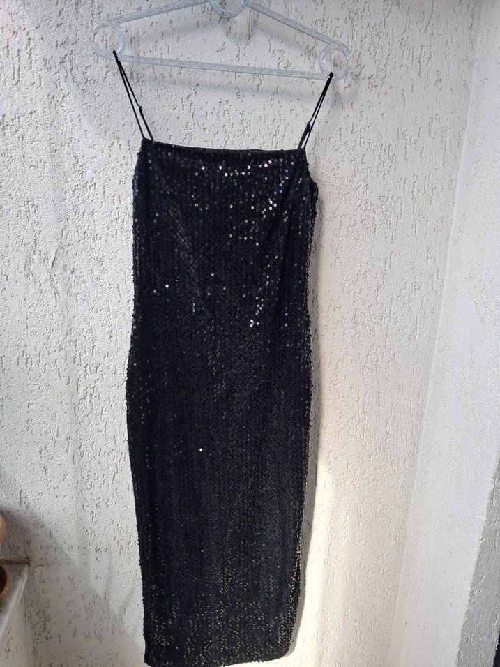 Siyah Payetli Uzun Abiye Elbise - Görsel 5