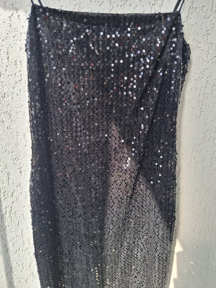 Siyah Payetli Uzun Abiye Elbise - Görsel 2