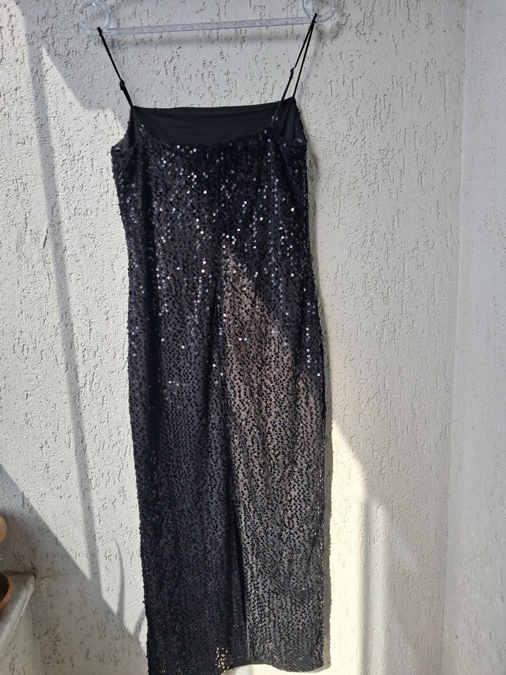 Siyah Payetli Uzun Abiye Elbise - Görsel 3