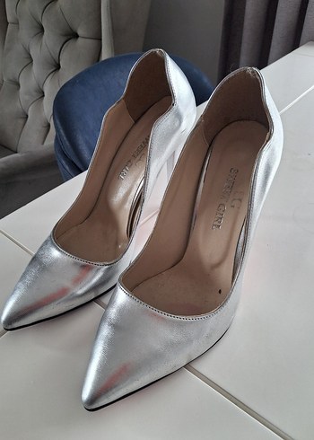 Gri Parlak Metal Topuklu Kadın Stiletto - Görsel 2