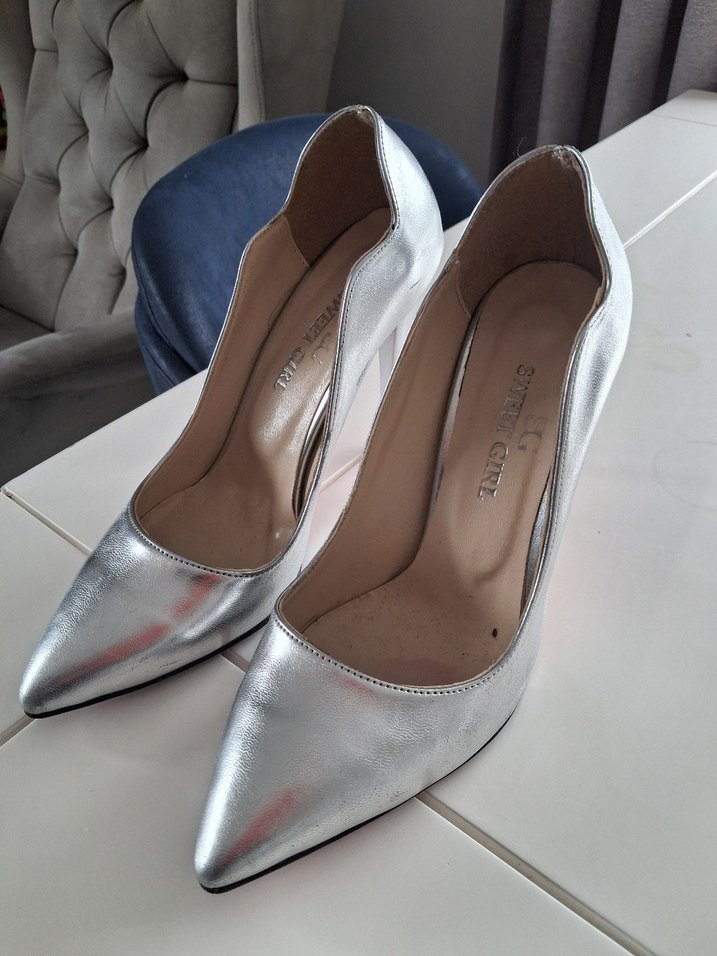 Gri Parlak Metal Topuklu Kadın Stiletto - Görsel 2