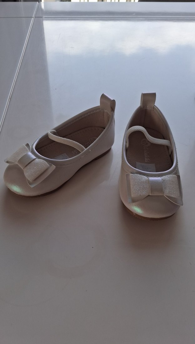 Kız Çocuk Beyaz Fiyonklu Bale Ayakkabısı - Görsel 4