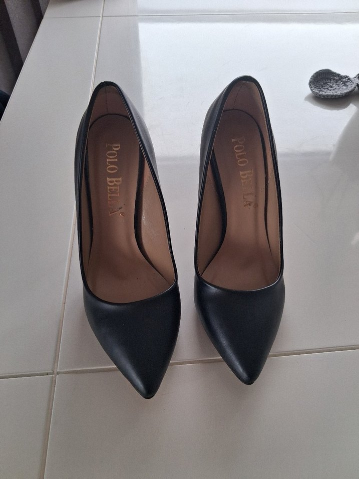 Kadın Siyah Topuklu Stiletto Tokalı Ayakkabı - Görsel 2