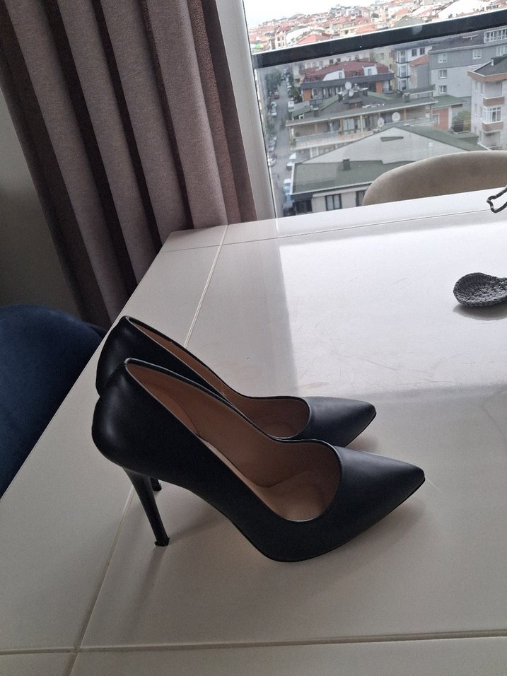 Kadın Siyah Topuklu Stiletto Tokalı Ayakkabı - Görsel 5