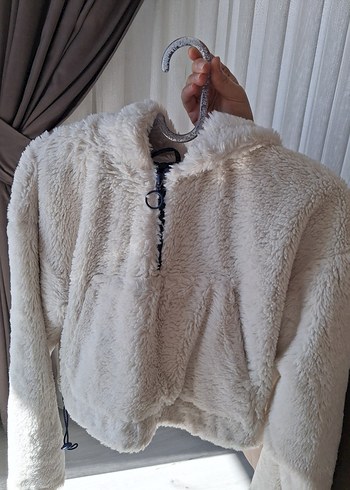 Gri Kapüşonlu Suni Kürk Detaylı Kadın Ceket - Görsel 4