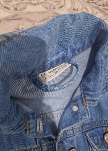 Düğmeli Mavi kız çocuk Kot Ceket - Görsel 2