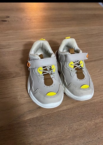 Bej Gri Erkek Çocuk Spor Ayakkabı Velcro - Görsel 2