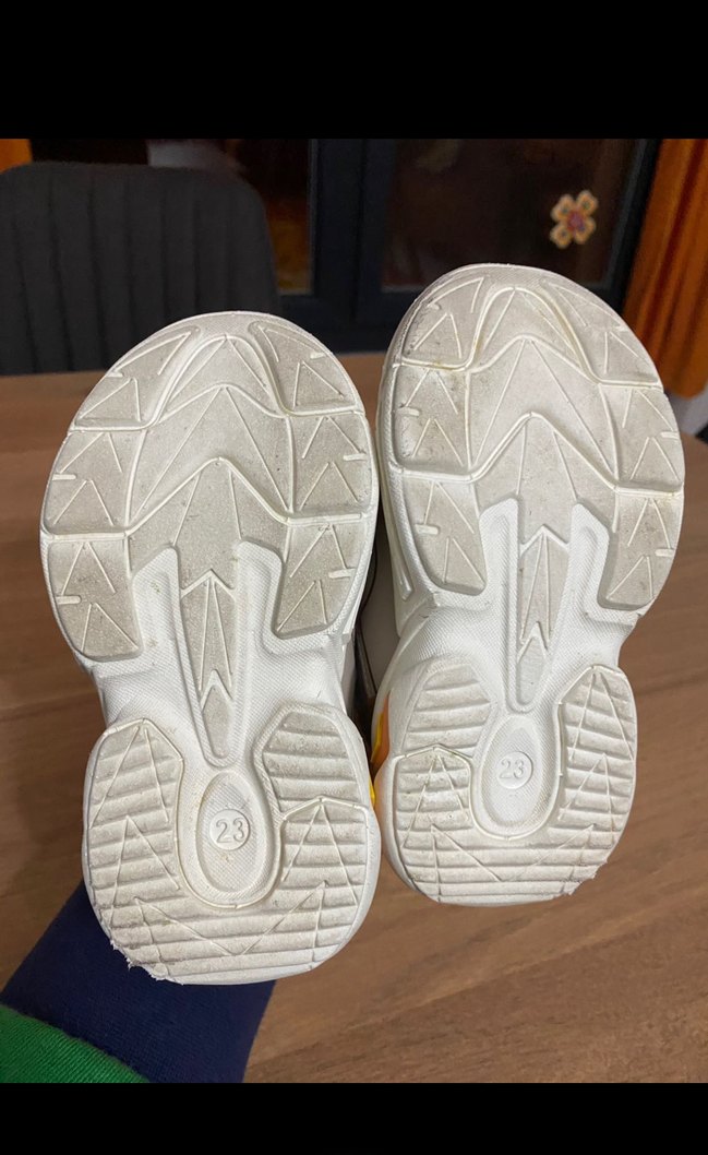 Bej Gri Erkek Çocuk Spor Ayakkabı Velcro - Görsel 4