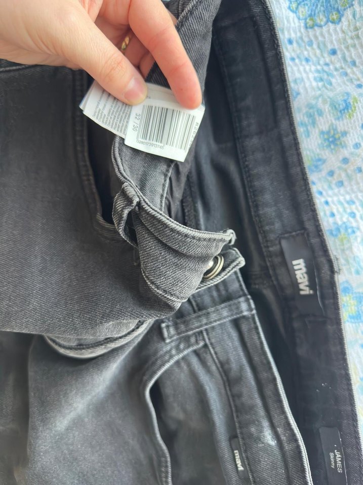 Gri Erkek Bol Kesim Denim Pantolon - Görsel 4