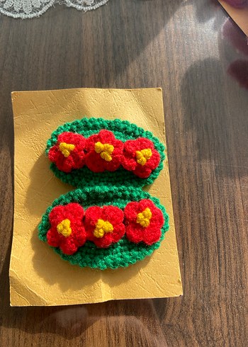 Renkli Örgü Çocuk Toka El Yapımı - Görsel 6