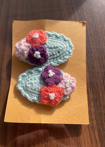 Renkli Örgü Çocuk Toka El Yapımı - Görsel 5