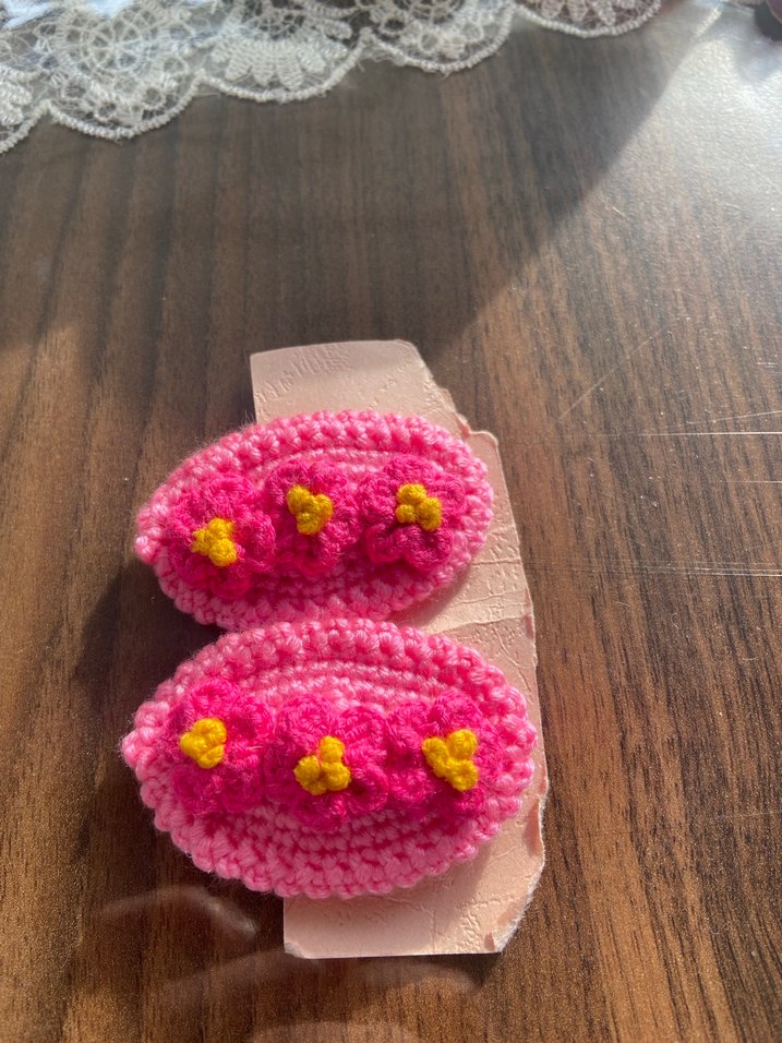 Renkli Örgü Çocuk Toka El Yapımı - Görsel 3