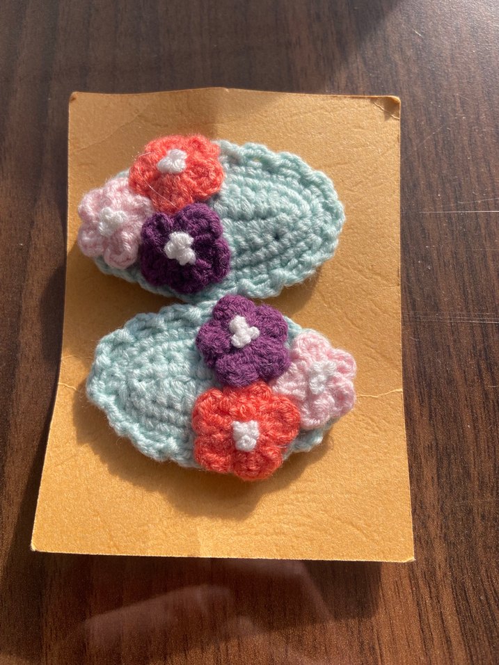 Renkli Örgü Çocuk Toka El Yapımı - Görsel 5