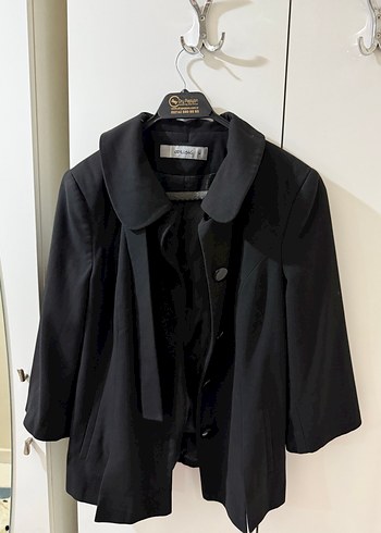 Siyah Düğmeli Midi Kadın Klasik Ceket - Görsel 2