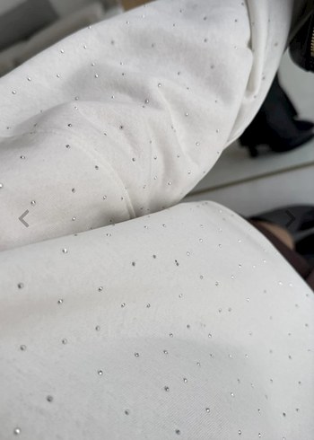 beyaz taşlı sweatshirt - Görsel 4