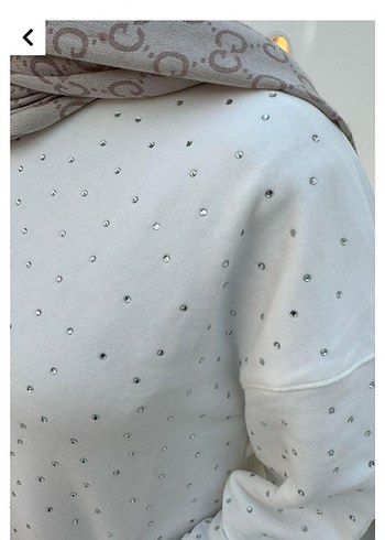 beyaz taşlı sweatshirt - Görsel 5