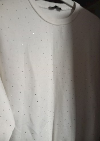 beyaz taşlı sweatshirt - Görsel 8