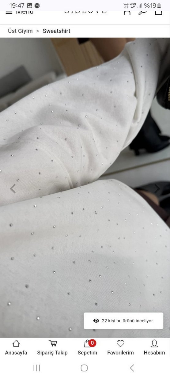 beyaz taşlı sweatshirt - Görsel 4