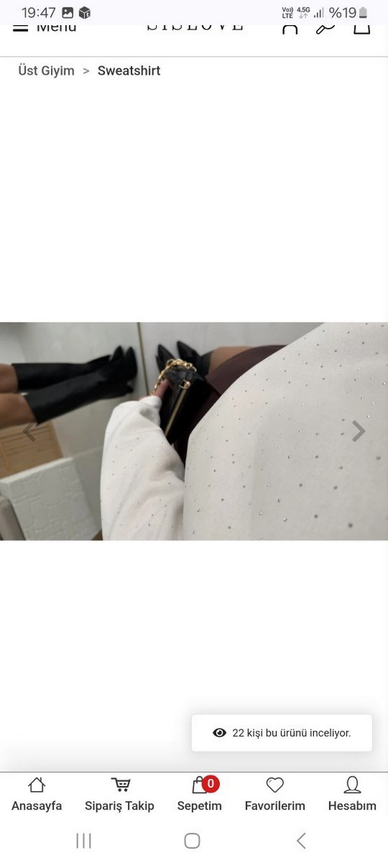 beyaz taşlı sweatshirt - Görsel 3