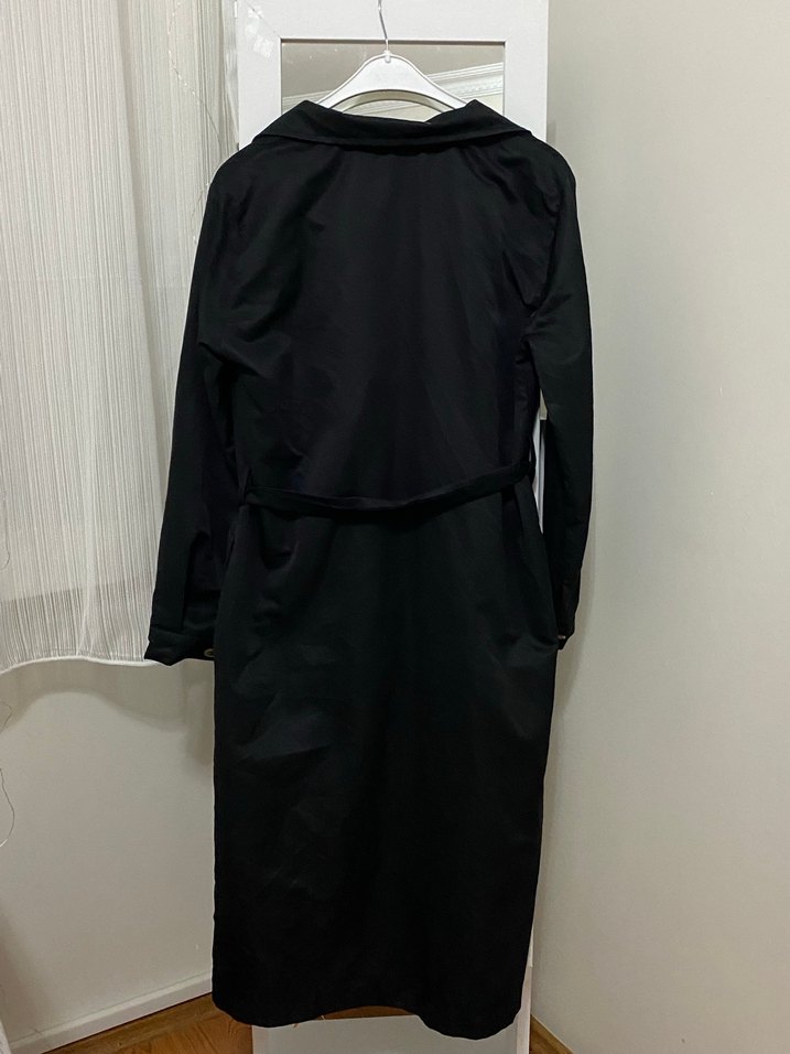 Siyah Uzun Kadın Trençkot - Görsel 2