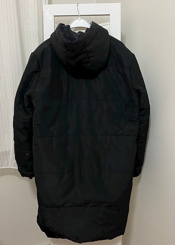 Düğmeli Siyah Kadın Uzun Kışlık Mont - Görsel 2