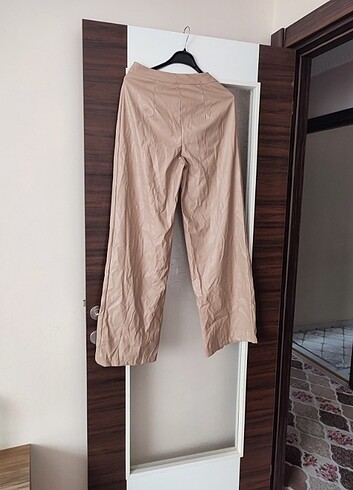 Suni deri palazzo pantolon - Görsel 2