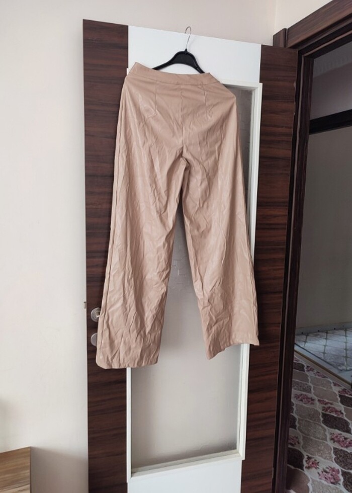 Suni deri palazzo pantolon - Görsel 2