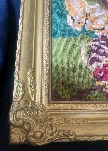 Goblen Altın Renkli Çerçevede Kadın Figürlü tablo - Görsel 5