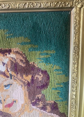 Goblen Altın Renkli Çerçevede Kadın Figürlü tablo - Görsel 3