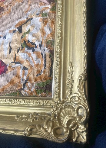 Goblen Altın Renkli Çerçevede Kadın Figürlü tablo - Görsel 6