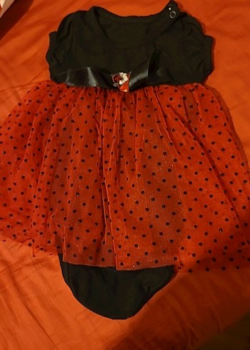 Kız Çocuk Kırmızı Puantiyeli Kemerli Elbise - Görsel 2