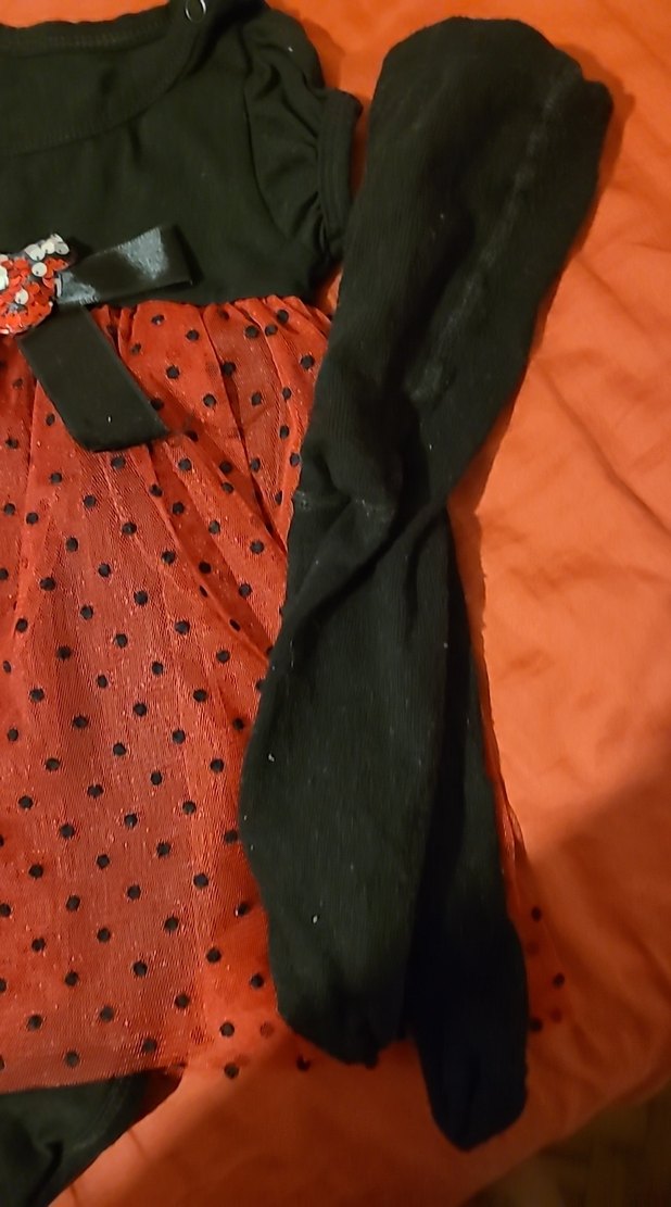 Kız Çocuk Kırmızı Puantiyeli Kemerli Elbise - Görsel 4