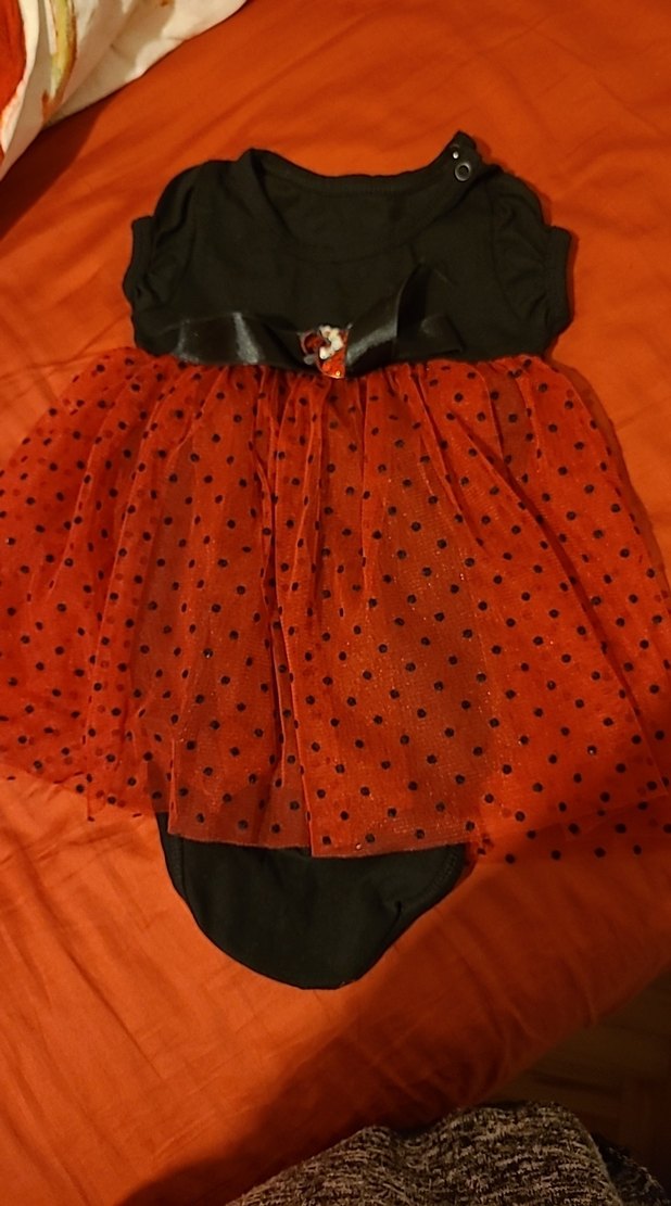 Kız Çocuk Kırmızı Puantiyeli Kemerli Elbise - Görsel 2