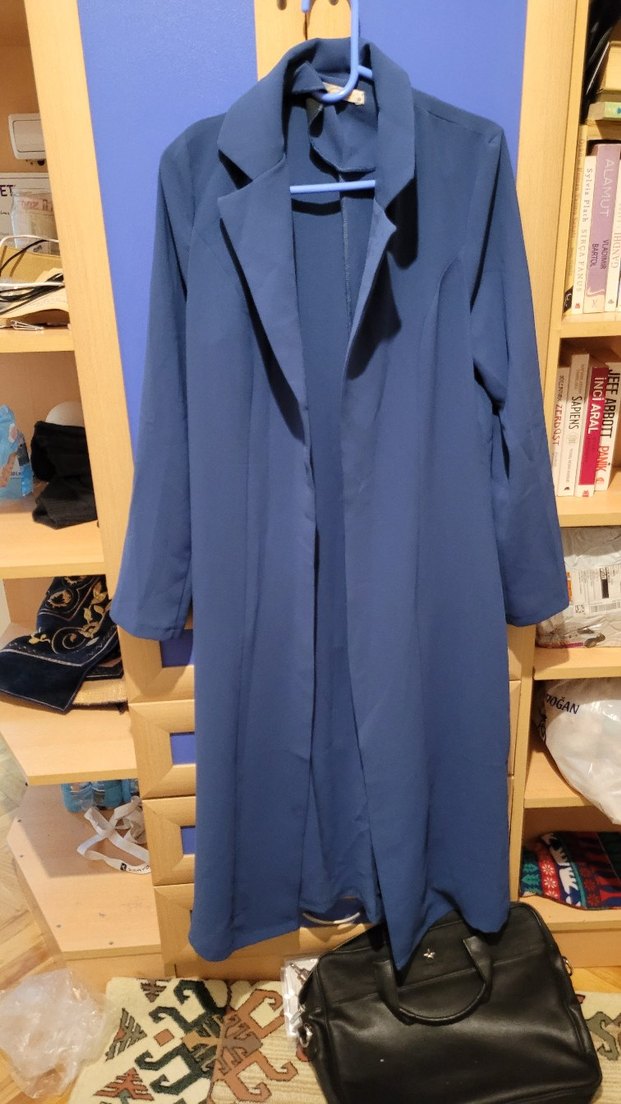 Kadın Mavi Uzun Kollu Ofis Kabanı - Görsel 2