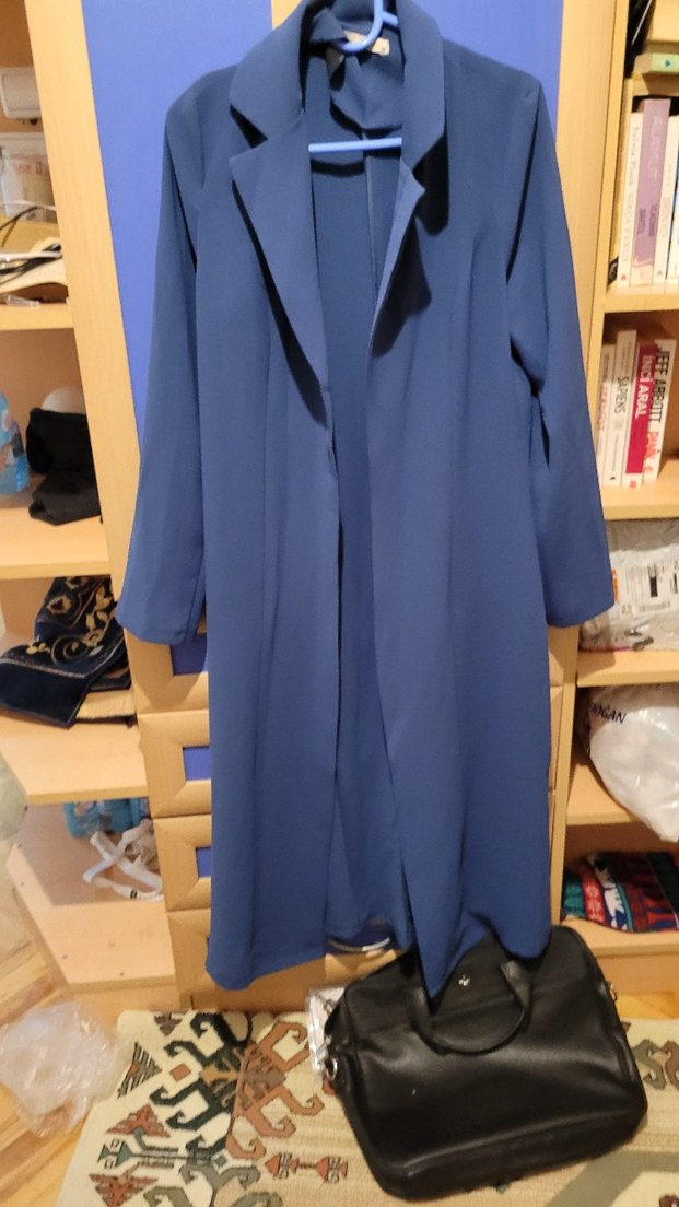 Kadın Mavi Uzun Kollu Ofis Kabanı - Görsel 3