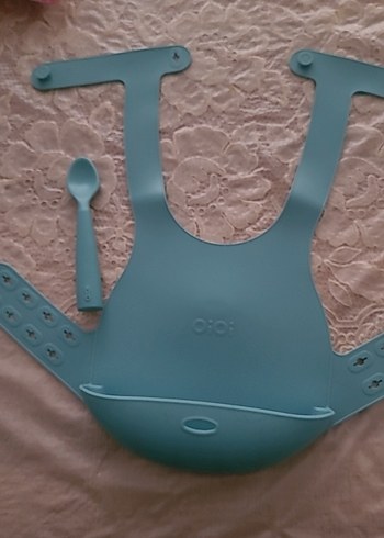 Mavi Bebek Mama Önlüğü ve Kaşık Seti - Görsel 5