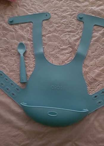 Mavi Bebek Mama Önlüğü ve Kaşık Seti - Görsel 3