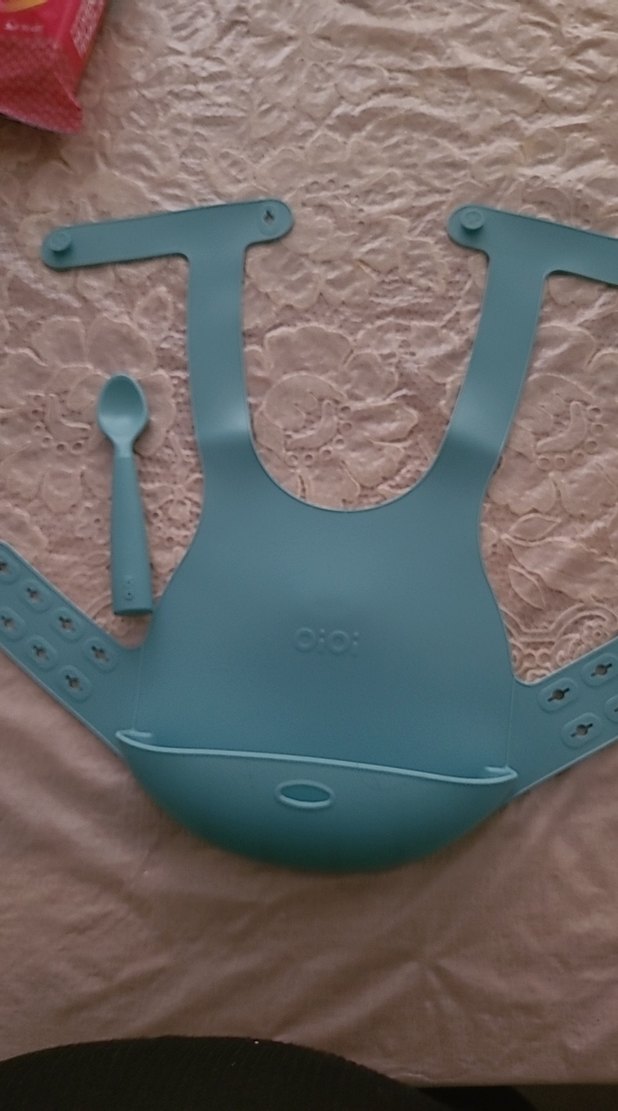 Mavi Bebek Mama Önlüğü ve Kaşık Seti - Görsel 2