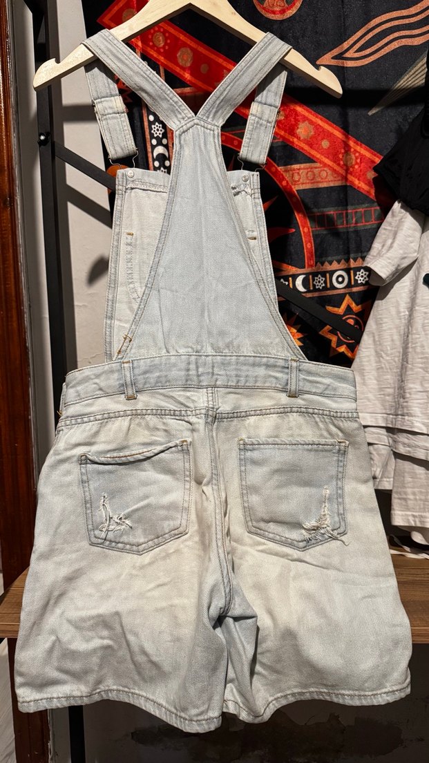 Kadın Denim Şort Tulum - Görsel 2