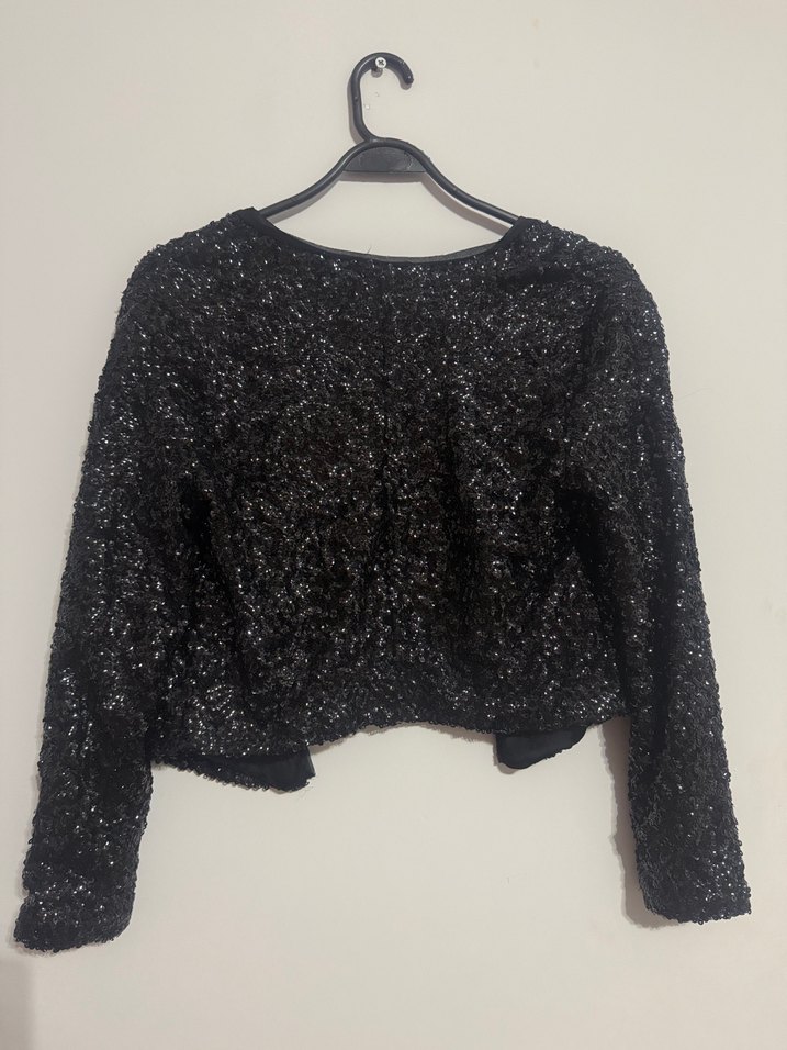 Siyah Uzun Kollu bolero - Görsel 2