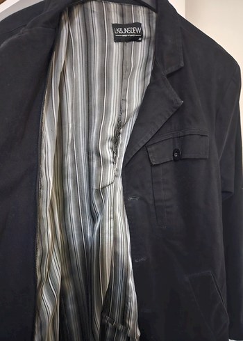 Siyah Keten Düğmeli Erkek Ceket - Görsel 3